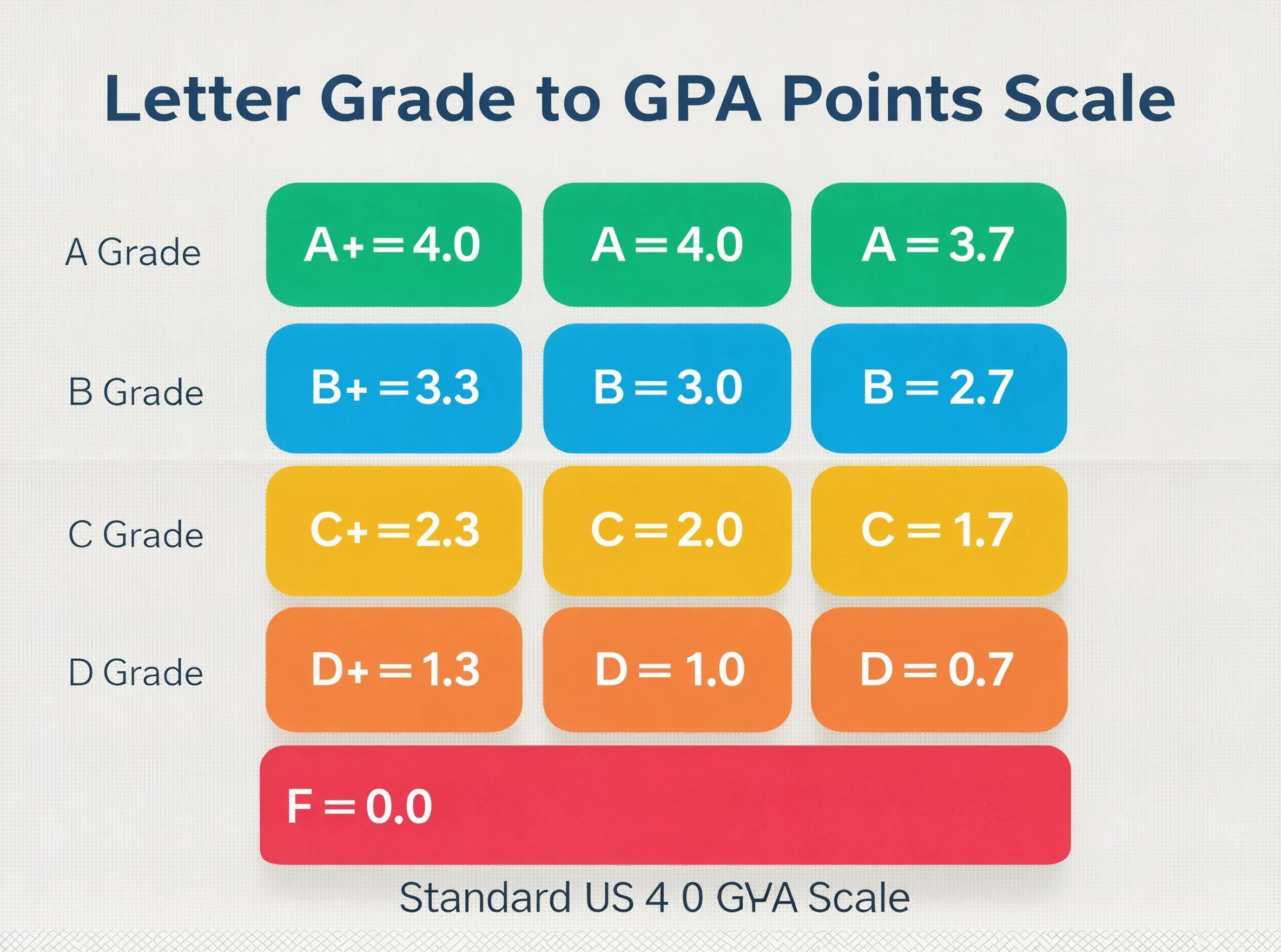 letter grade to gpa points conversion scale 4.0